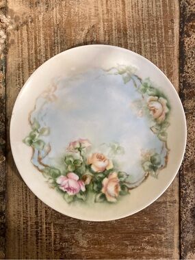 FL Bavaria Floral Ceramic Decorative Plate Pink Roses Vintage Cottagecore